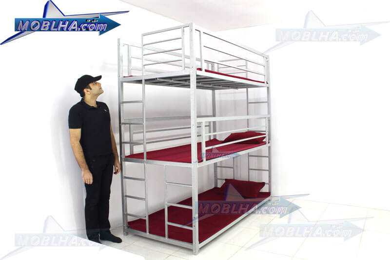 تخت خواب سه طبقه فلزی مدل 130 تایتان سیلور