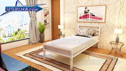 خرید تخت خواب سفید ساده مدل 113